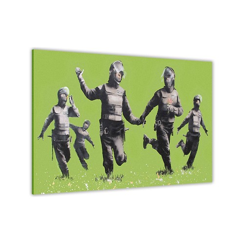 Banksy riot police canvas wall - banksy,