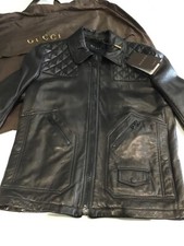 NEW GUCCI LEATHER JACKET BLACK SIZE IT 46 UK S