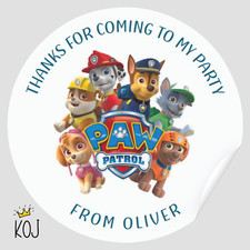 Personalised Paw Patrol Stickers, Birthday Party Favours, Sweet Cones