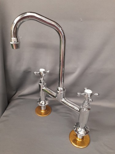 Chrome deck mounted mixer - deck, taps