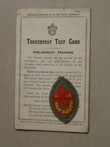 Tenderfoot test card - tenderfoot, with