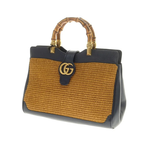 Gucci straw bamboo leather - gucci,
