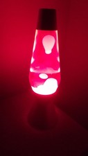 Mathmos Astro Large Lava Lamp Brushed Silver with Red Lava Retro 43cm