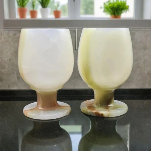 Onyx marble goblets set 2 - goblets, of