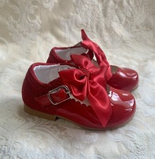 Red Girls Shoes Christmas/Spanish Bows with Glitter, Mary Janes, Party