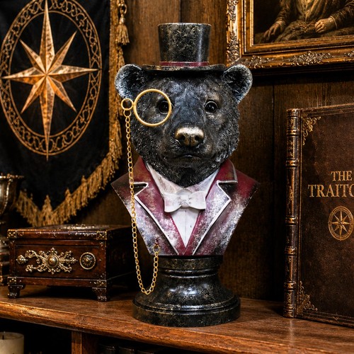Gentleman bear bust ornament - gentleman,