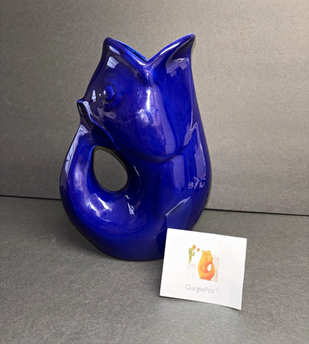 Gurglepot blue fish ceramic - gurglepot,