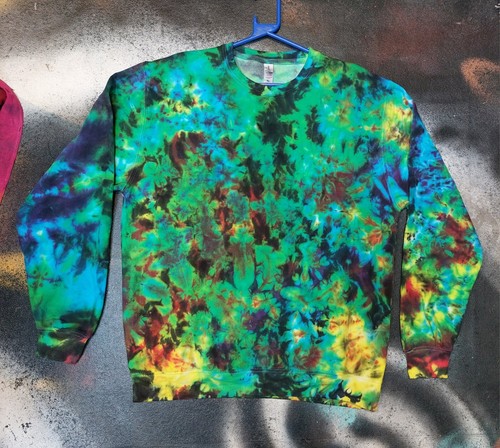 Blue green rainbow scrunch - green,