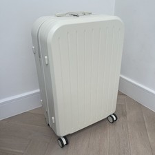 28” White Check In Suitcase Hard Shell Luggage 4 Wheel Telescopic Handle New