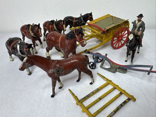 Britains lead horses - britains, horses,