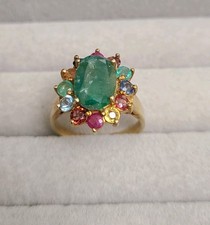 Genuine Emerald Zambia stones On Silver Sterling 925/18k Gold Plated