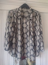 Womens, Blouse/Shirt, Snakeskin Print, Size L