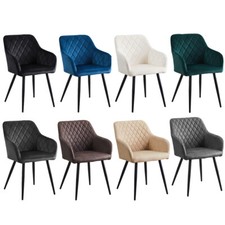 Set of 2 Armchairs Dining Chairs with Arms Velvet PU Faux Leather Chairs Kitchen