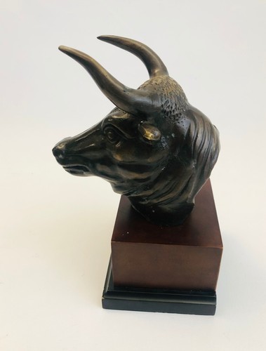 Bronze bull head bust - bull,