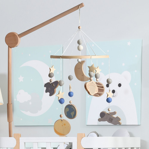 Wooden galaxy baby mobile - galaxy,