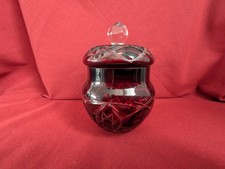 Bohemian Style Vintage Ruby Red Glass Suger Bowl with Lid