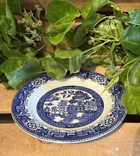 Vintage Aged White Blue China WOODS WARE WILLOW PATTERN Side Plate #ALP129