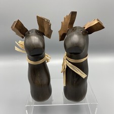Hand Carved Moose Sculpture ?Yoma LeBel Canada Salt & Pepper Comical Treen 22cm