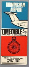 BIRMINGHAM AIRPORT TIMETABLE APRIL 1972 AIRLINE