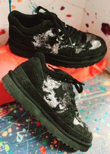 UGG Jet Black Seude Highland Low Tops Silver Sequin Stars Silhouette Women 7.5