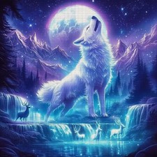 FULL MOON WOLF STAMPED CROSS