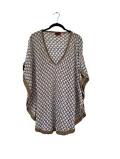 Missoni Mare Metallic Bronze, Gold & White V-Neck Kaftan, Sz IT 38