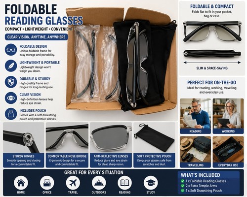 Foldable reading glasses - reading,