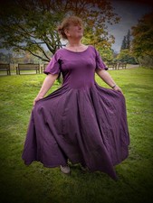 Purple Dress Gothic medieval Maxi 10 12 14 16 18 20 XL party winter long witch