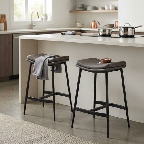 Curved grey bar stools set - grey,