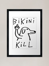 black dog with type Framed Art