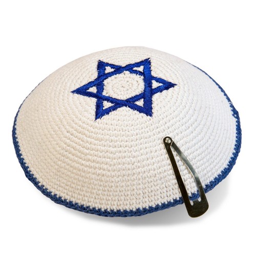 Blue white star david - white,