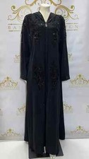 Fancy Hooded Women’s Abaya Embellished Sequined Design Women's Long Sleeve Black