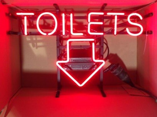 Toilets arrow here - here, 20"x16"