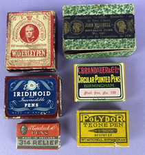 6 Vintage Empty Pen Nib Boxes