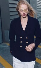 ZARA NAVY BLUE DOUBLE-BREASTED