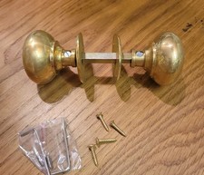 Classic Antique Victorian Style Cottage Door Rim Knobs Pair of Bright Brass