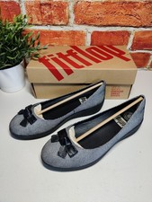 BNIB WOMENS FITFLOP PRETTY BOW SUPERBALLERINA UK 4.5 BLACK FOIL SNAKEPRINT SHOES