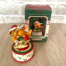 Vintage Garfield Enesco Music Box Christmas, Boxed Working, Official, 1980s 1981