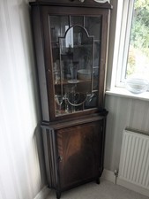 Dark Brown wood Corner Unit 2 Shelves