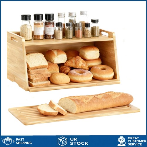 Natural bamboo bread bin - natural,
