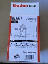 1 Box Of 50 Fischer HM5 x 65 S Metal Cavity Fixing HM 5 x 65 S Plasterboard