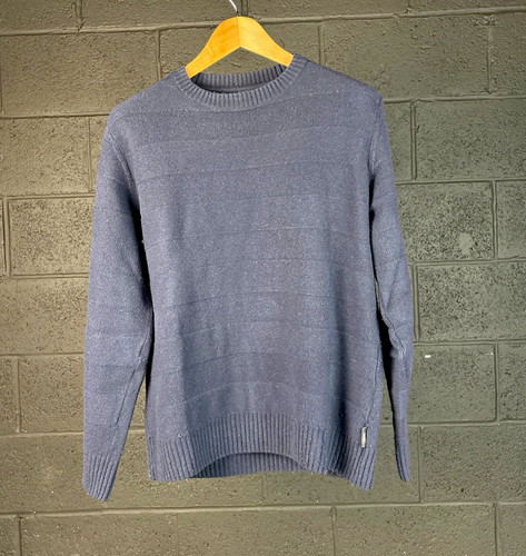Edwin navy striped crew - navy,