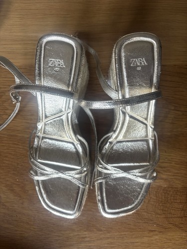 Zara metallic gold strappy - metallic,