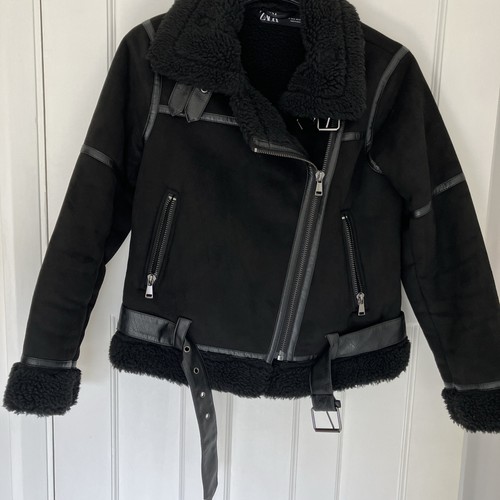 Zara black faux shearling - black,