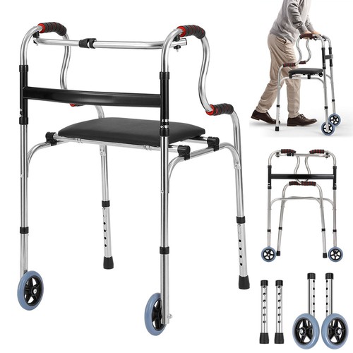 Folding walking frame with - folding,