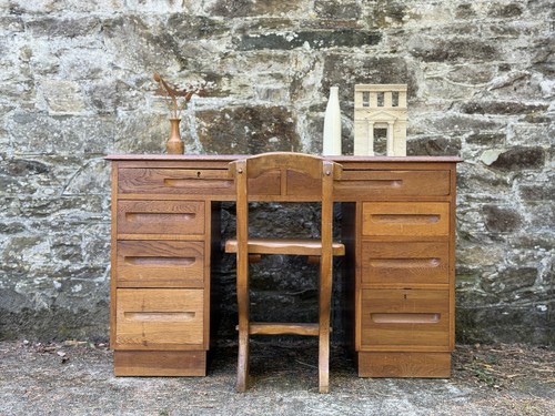 Mid century oak pedestal desk - century,