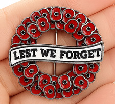 Red Wreath Brooch Pin Enamel Popy Flower Lapel Badge Jewelry Gift Accessory UK