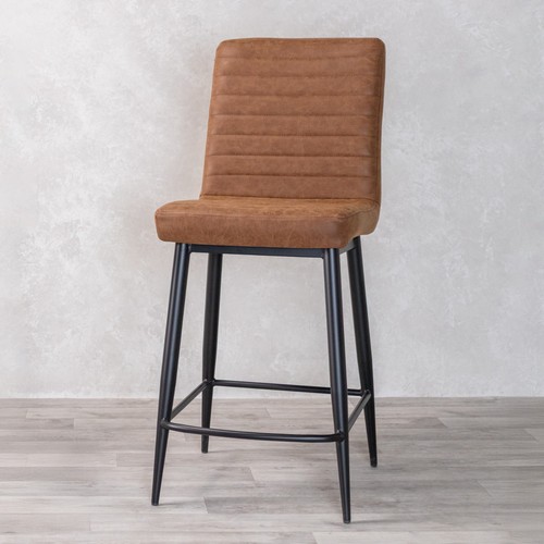 Tan bar stool - tan, leather