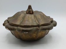 Vintage Italian made Florentine lotus shaped lidded trinket box / powder bowl 