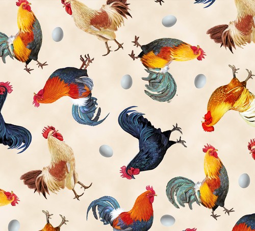 Fat quarter chickens hens - hens, on